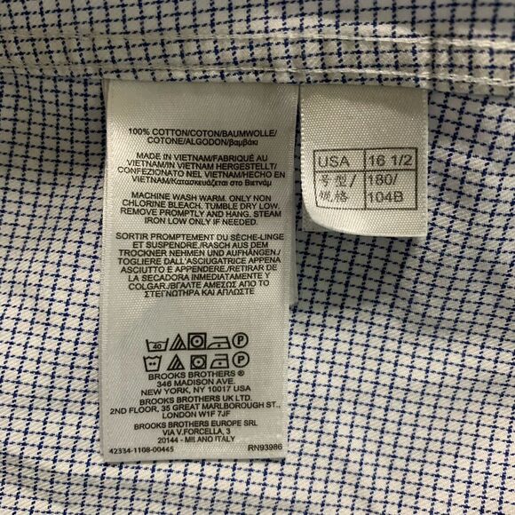 Brooks Brothers Shirt Men 16.5-4/5 Blue Check Cotton Button Up Casual Work Corp - Picture 9 of 9